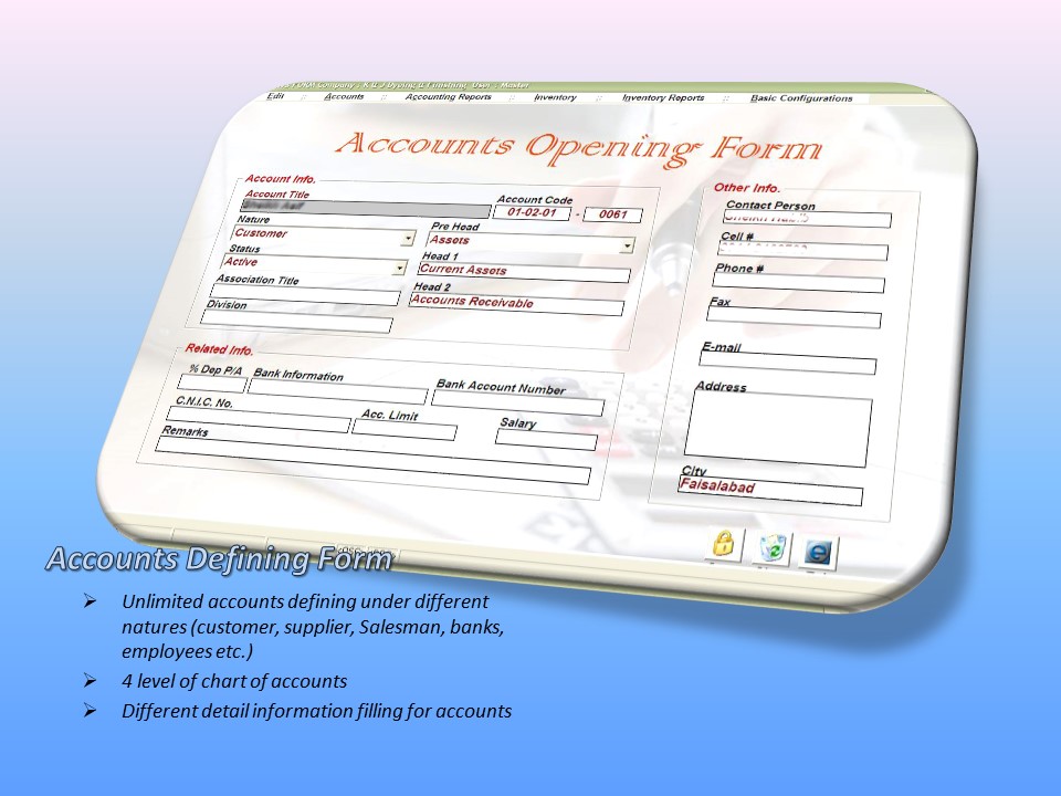 Accounts Defining Form